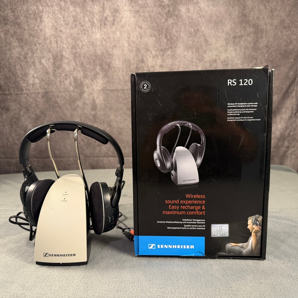 Sennheiser RS 120 Wireless RF Headphone System HDR 120 Black On-Ear Untested